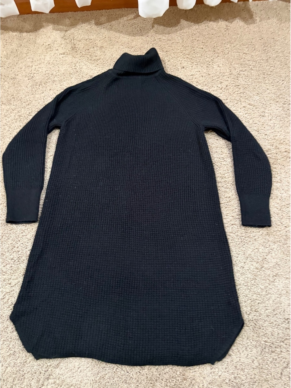 Women's black turtleneck knit sweater dress DIP XL waffle-knit pattern
